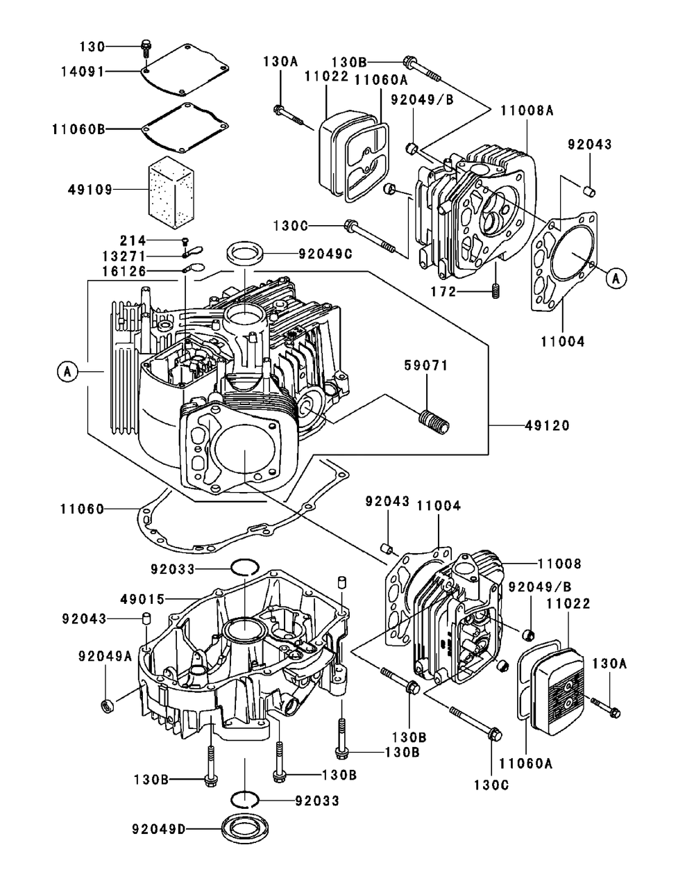 Fh680v-As29 Cylinder And Crankcase Diagram and Parts List for M54-KW (53BB5DBW150-23-HP)(2003 1/2) Cub Cadet Lawn Tractor